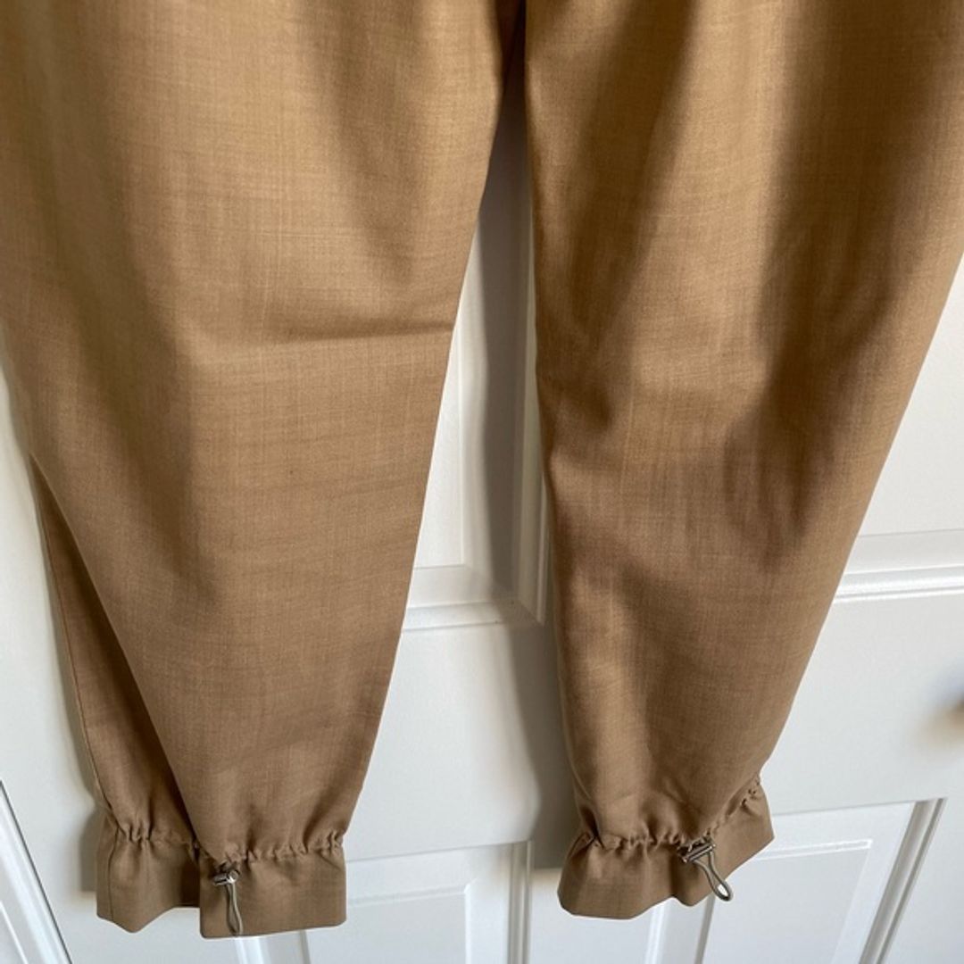 Tibi Buff Tan Tropical Wool Pull On Pant