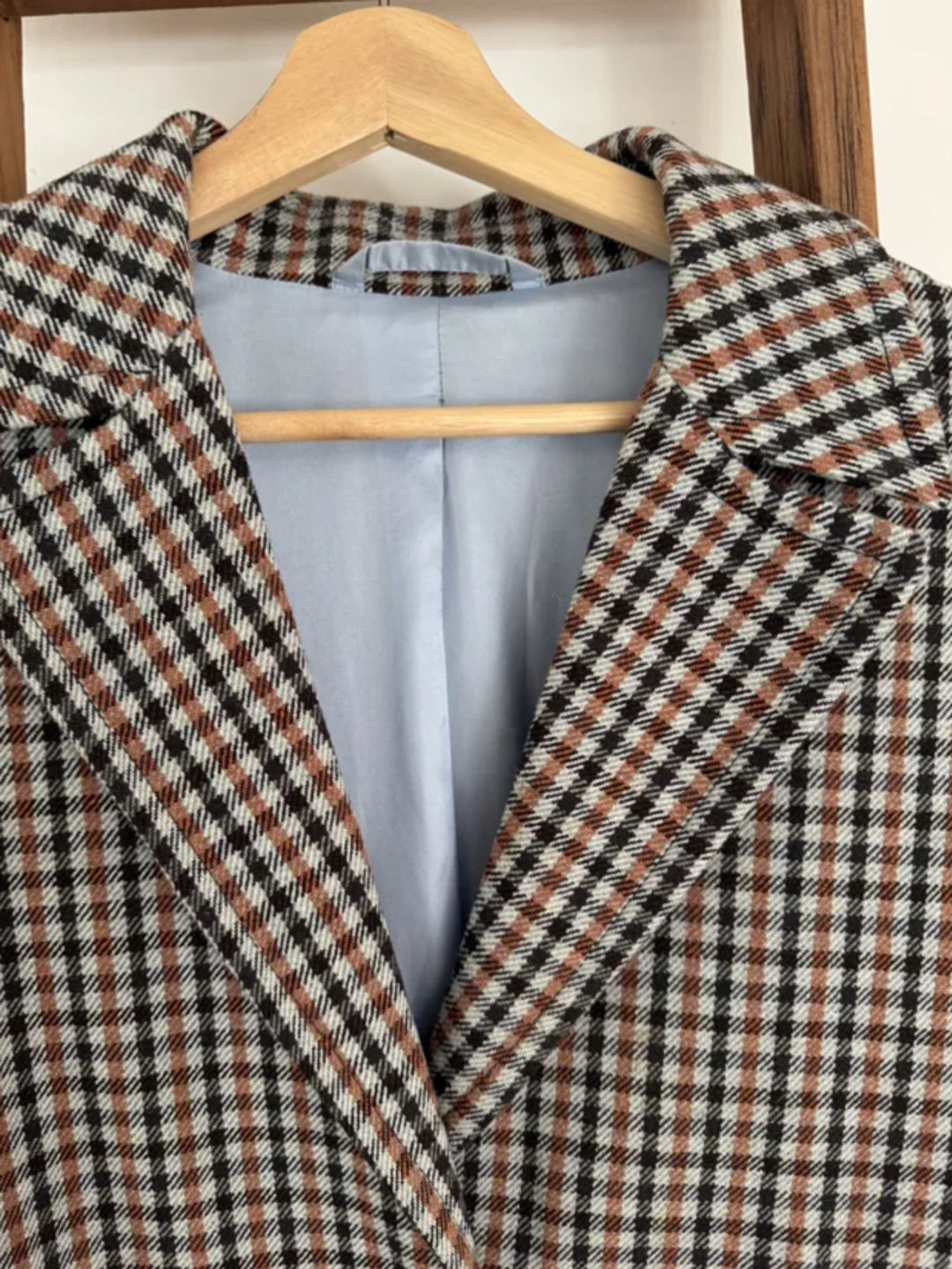 Acne Studios Checked Coat In Light Blue And Orange
