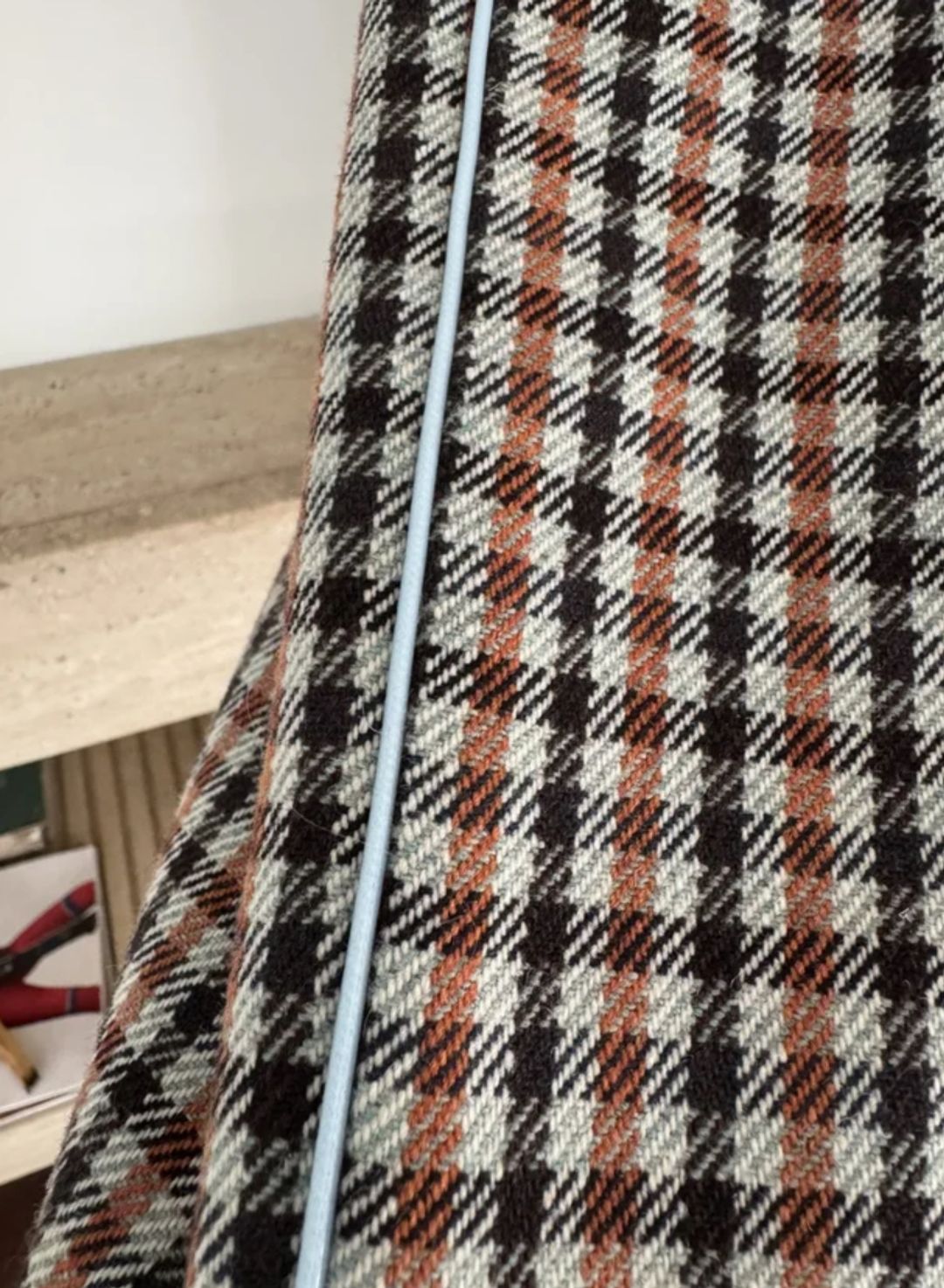 Acne Studios Checked Coat In Light Blue And Orange