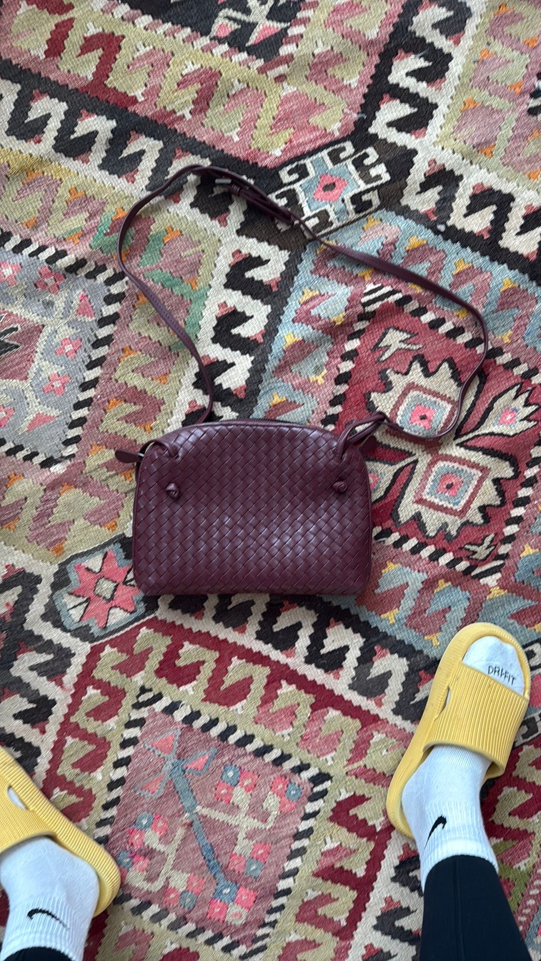 Bottega Veneta Intrecciato Nodini Crossbody Bag in Crimson