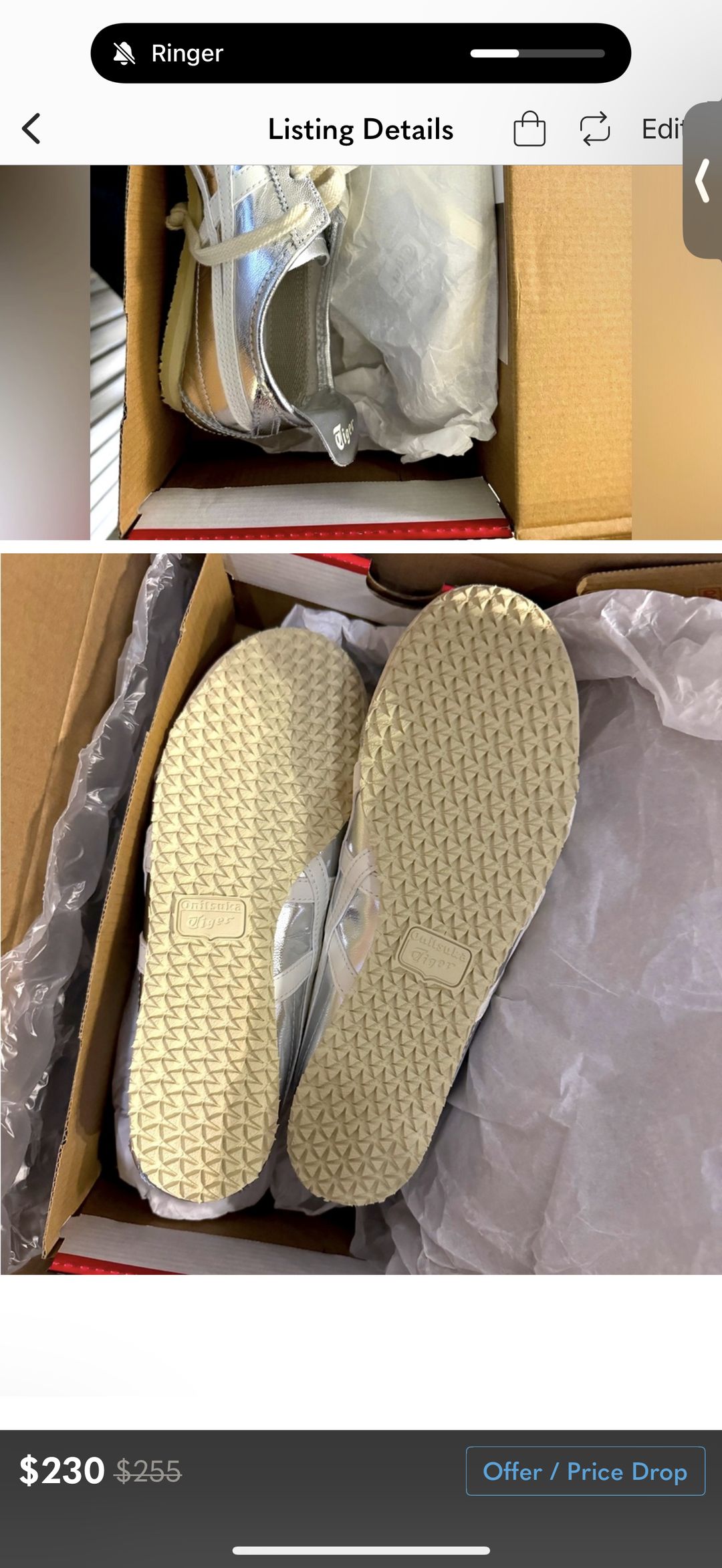 NWT Asics Onitsuka Tiger Mexico 66 Silver Off White