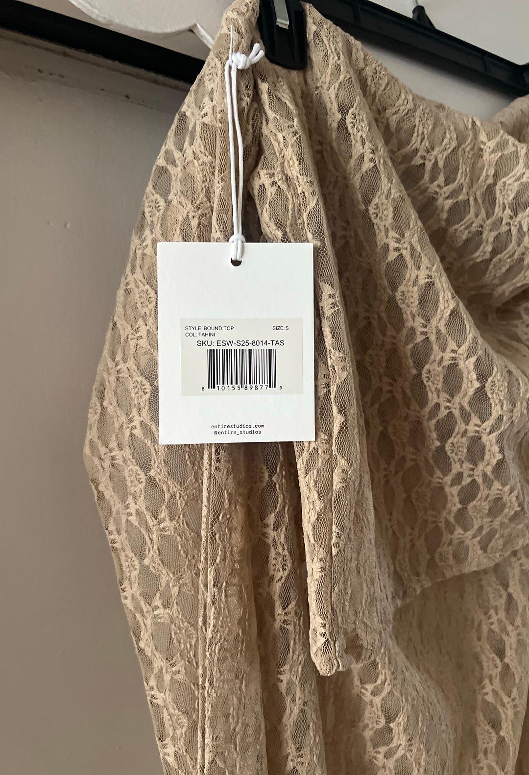 NWT Entire Studios BOUND TOP TAHINI