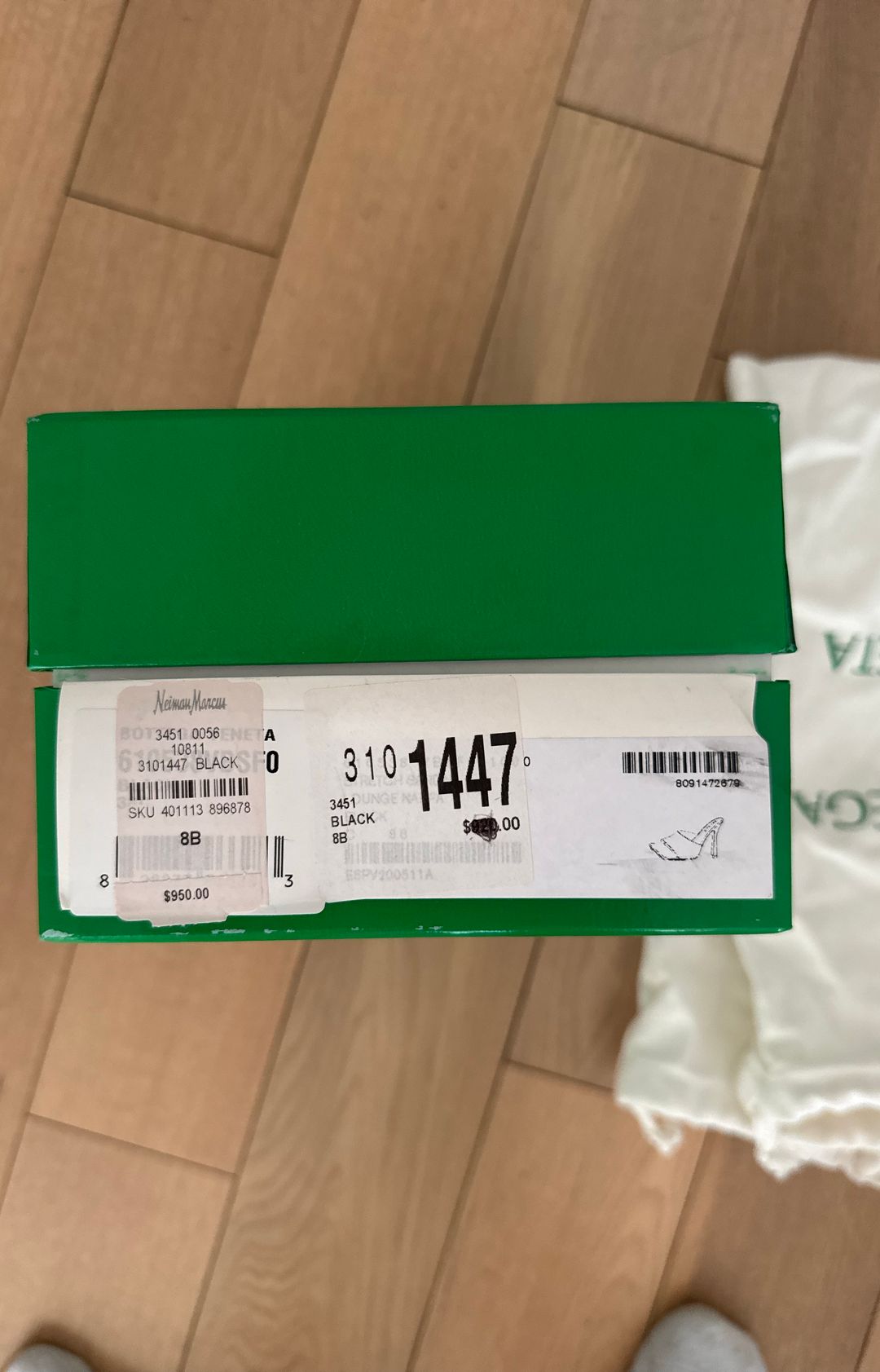 NWT Bottega Veneta Stretch Square-toe Leather Mules In Nero