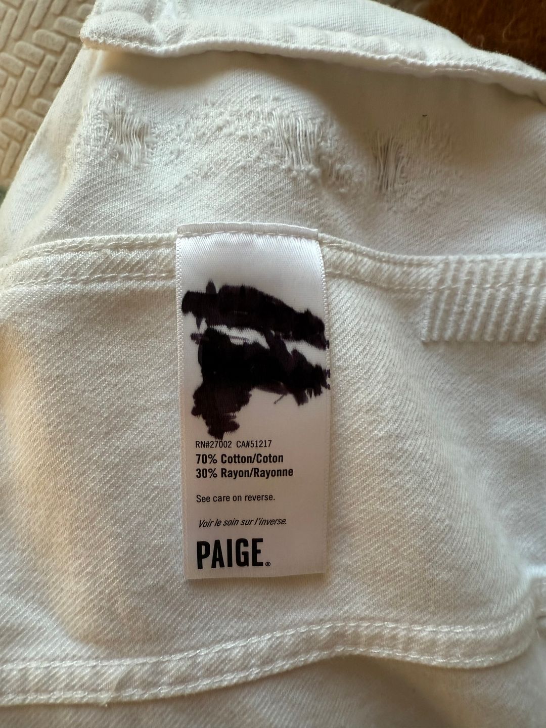 Paige Paige white distressed denim jacket