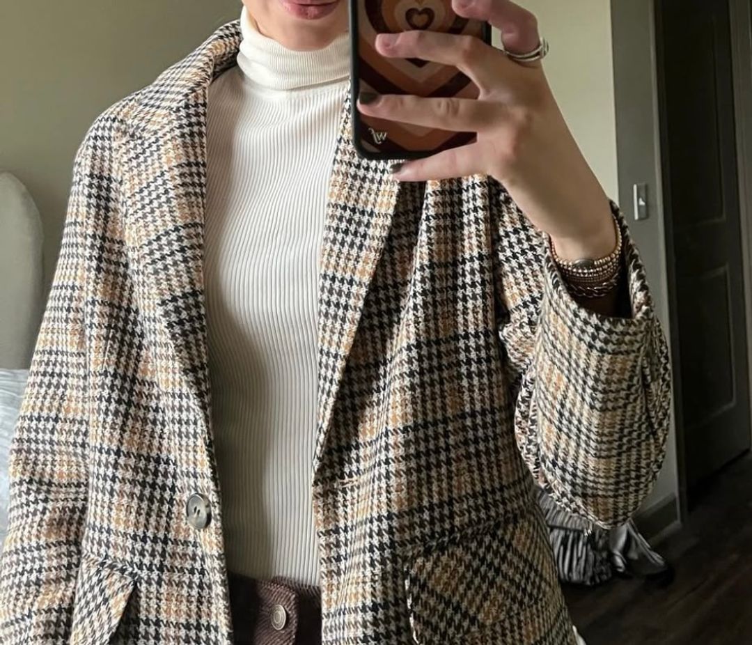 Plaid single breast blazer multicolor