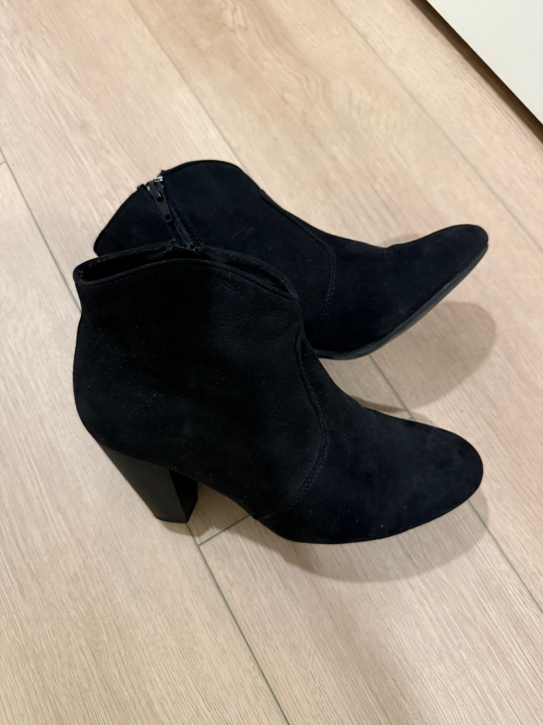 report Black suede booties