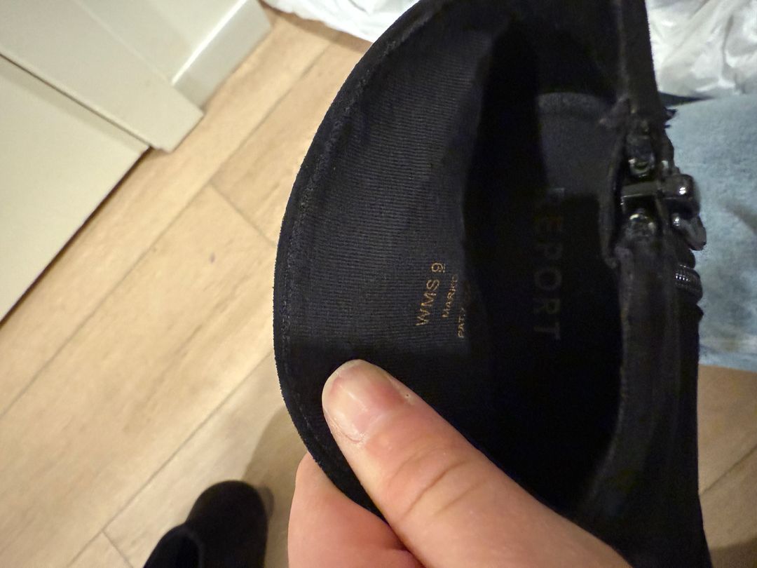 report Black suede booties