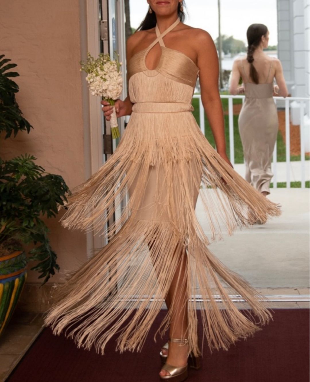 Baldwin Draped Fringe Maxi Dress