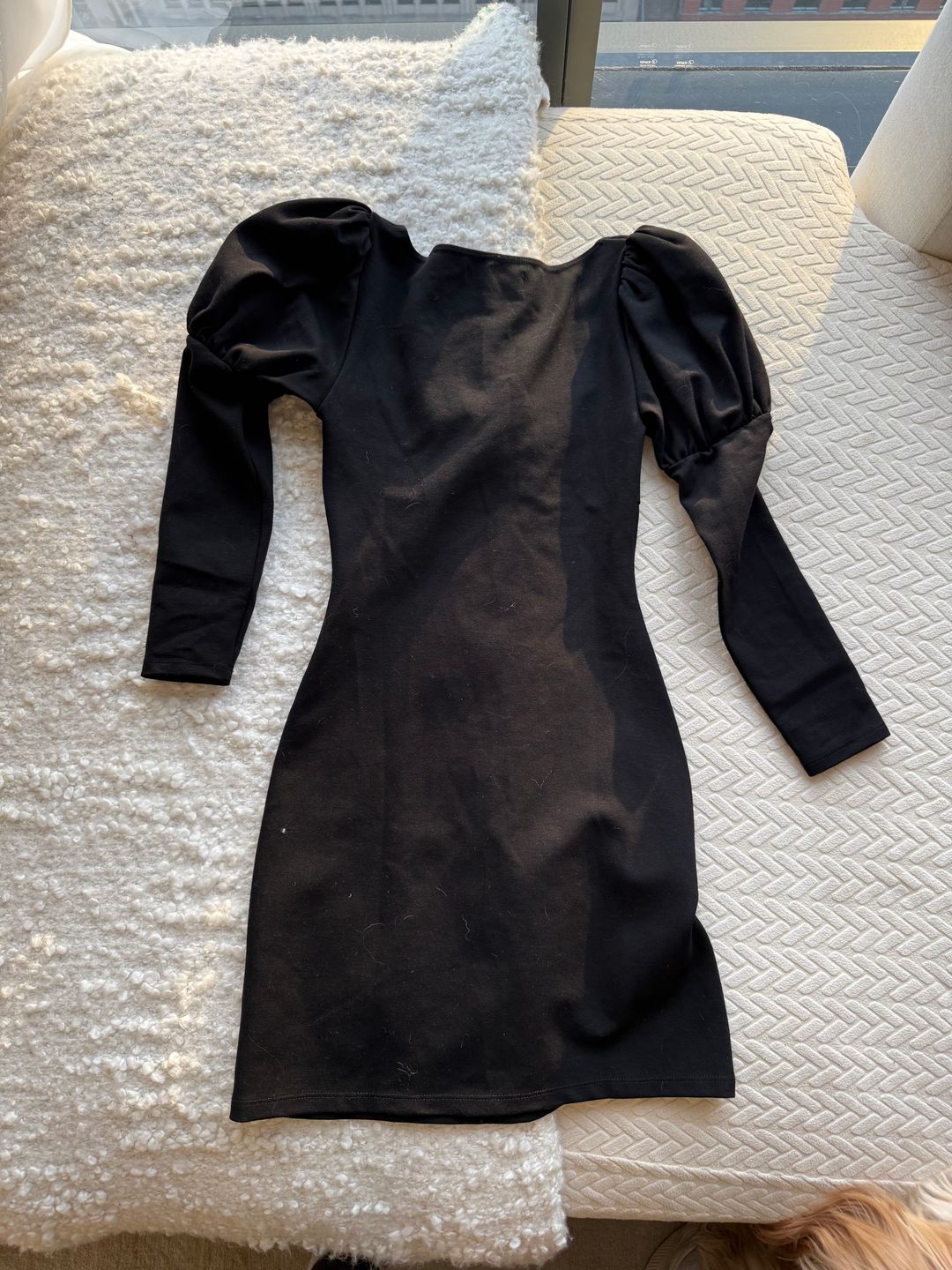 Reformation Puff sleeve dress with tie in black