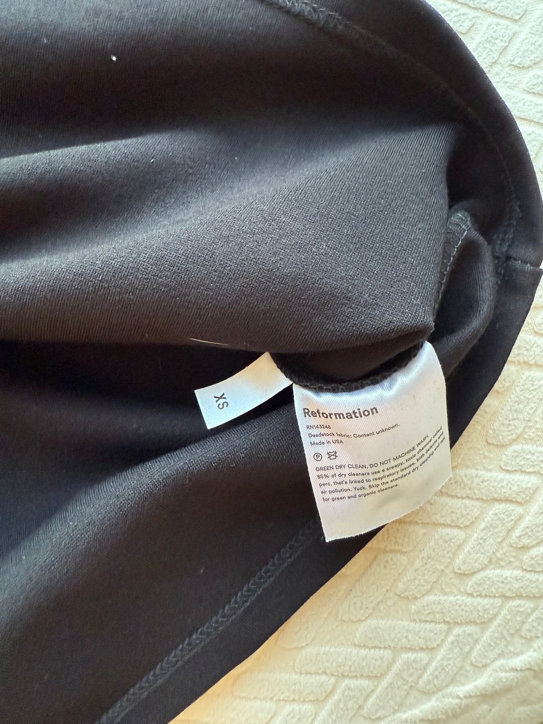 Reformation Puff sleeve dress with tie in black