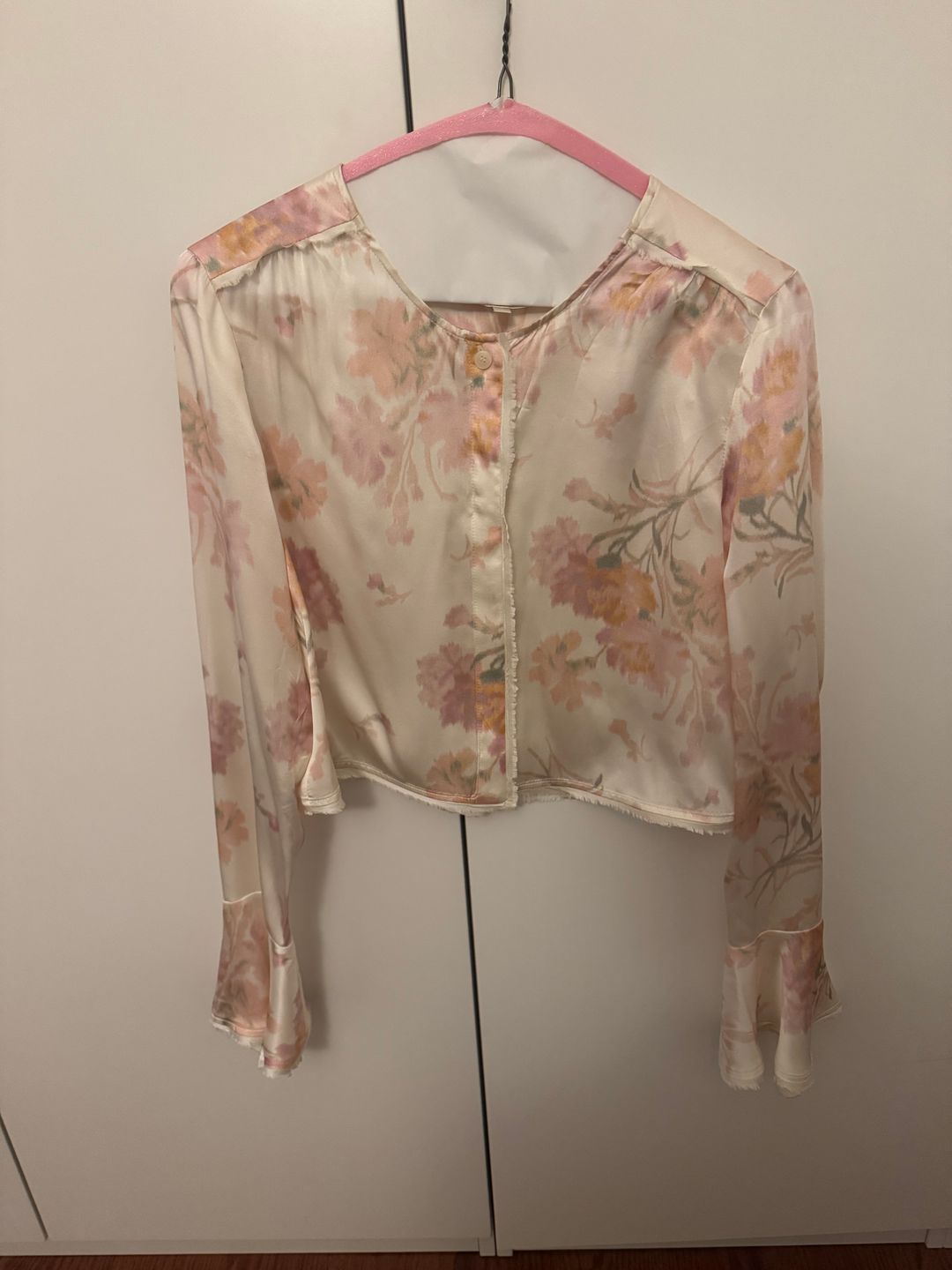 Lyndon Floral-print Silk-satin top Pink And White