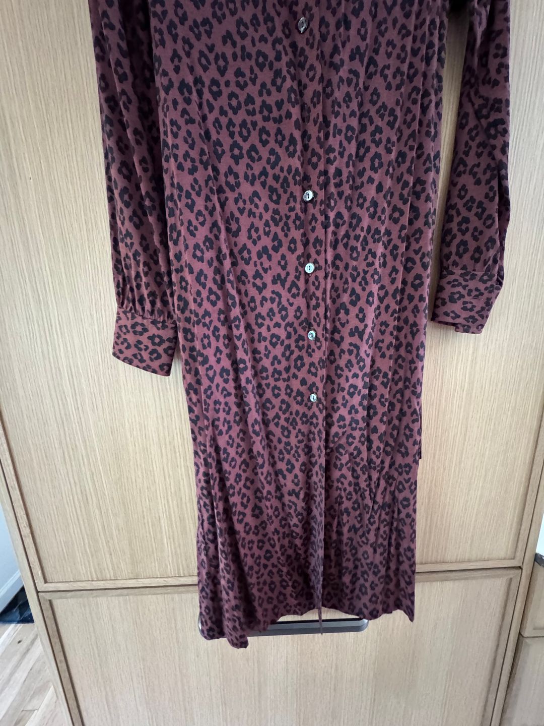 APC Maroon burgundy leopard shirt dress 36