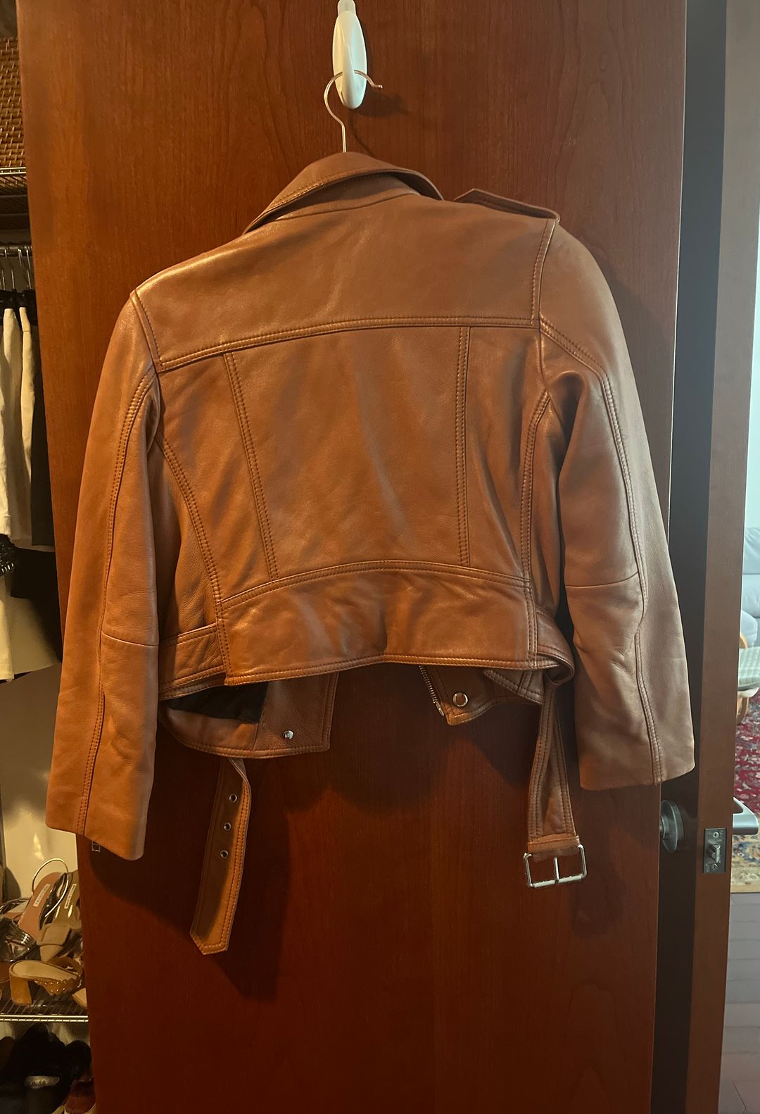 LTH JKT brand light brown cropped leather jacket 