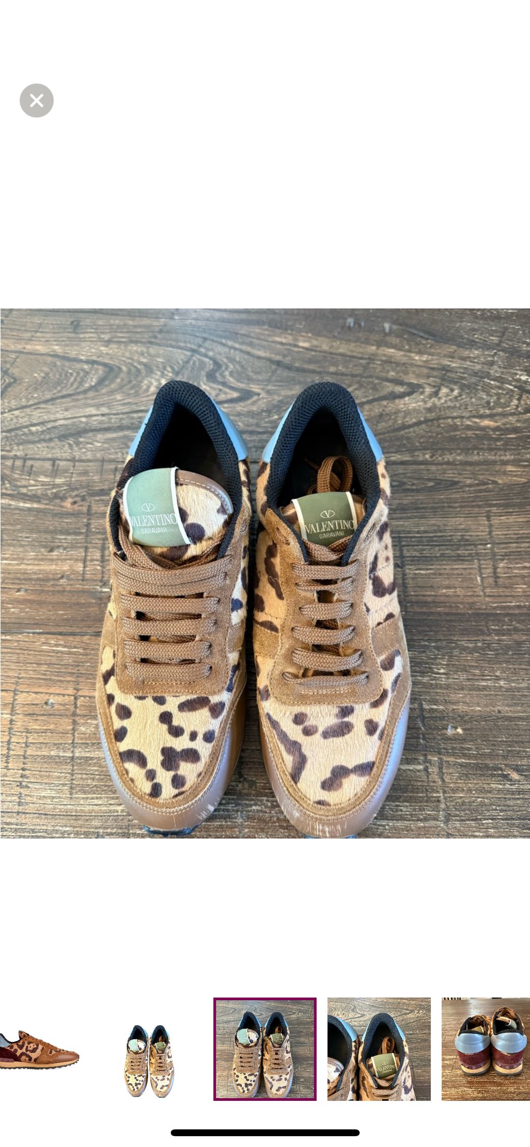 Valentino Valentino Garavani Pony Hair Leopard Print Rockstud Trainers Size 8