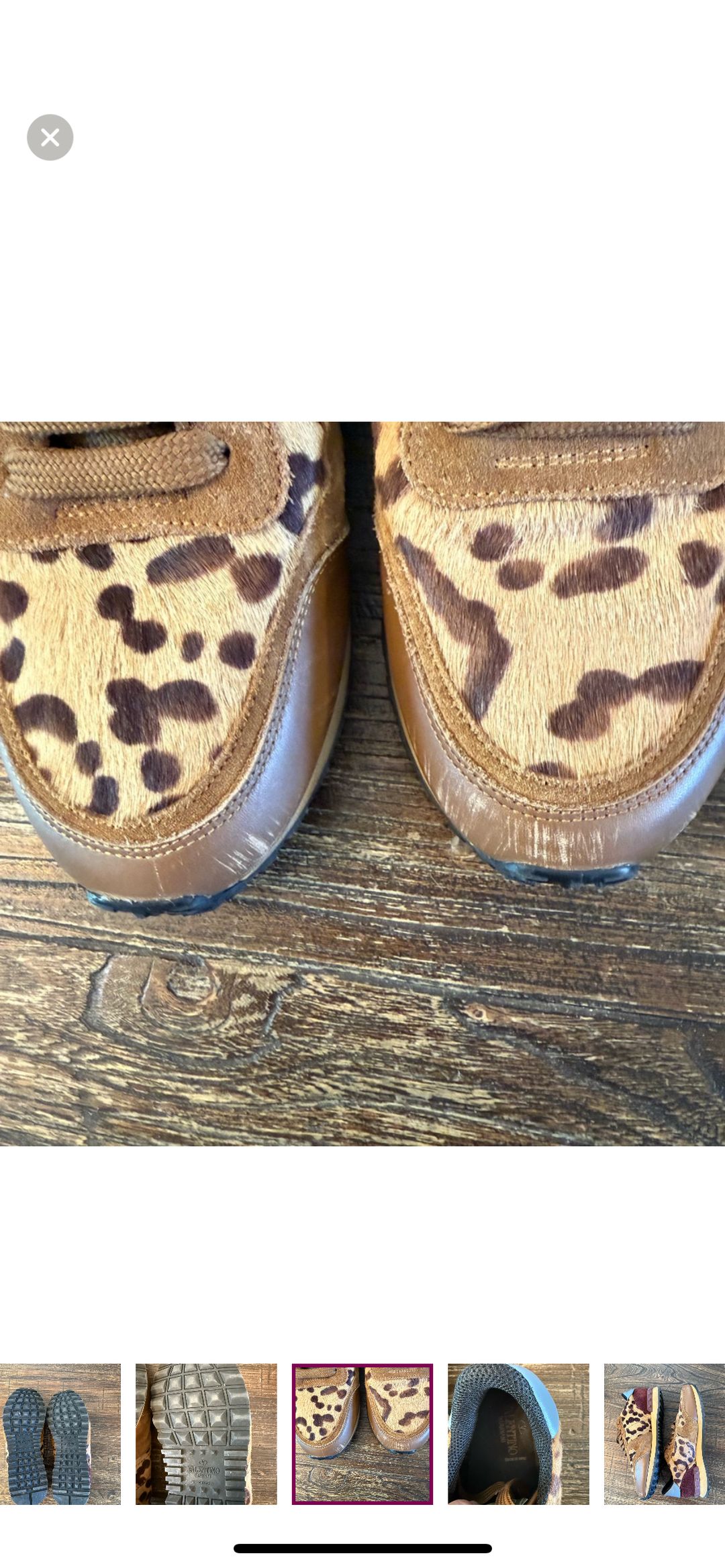 Valentino Valentino Garavani Pony Hair Leopard Print Rockstud Trainers Size 8