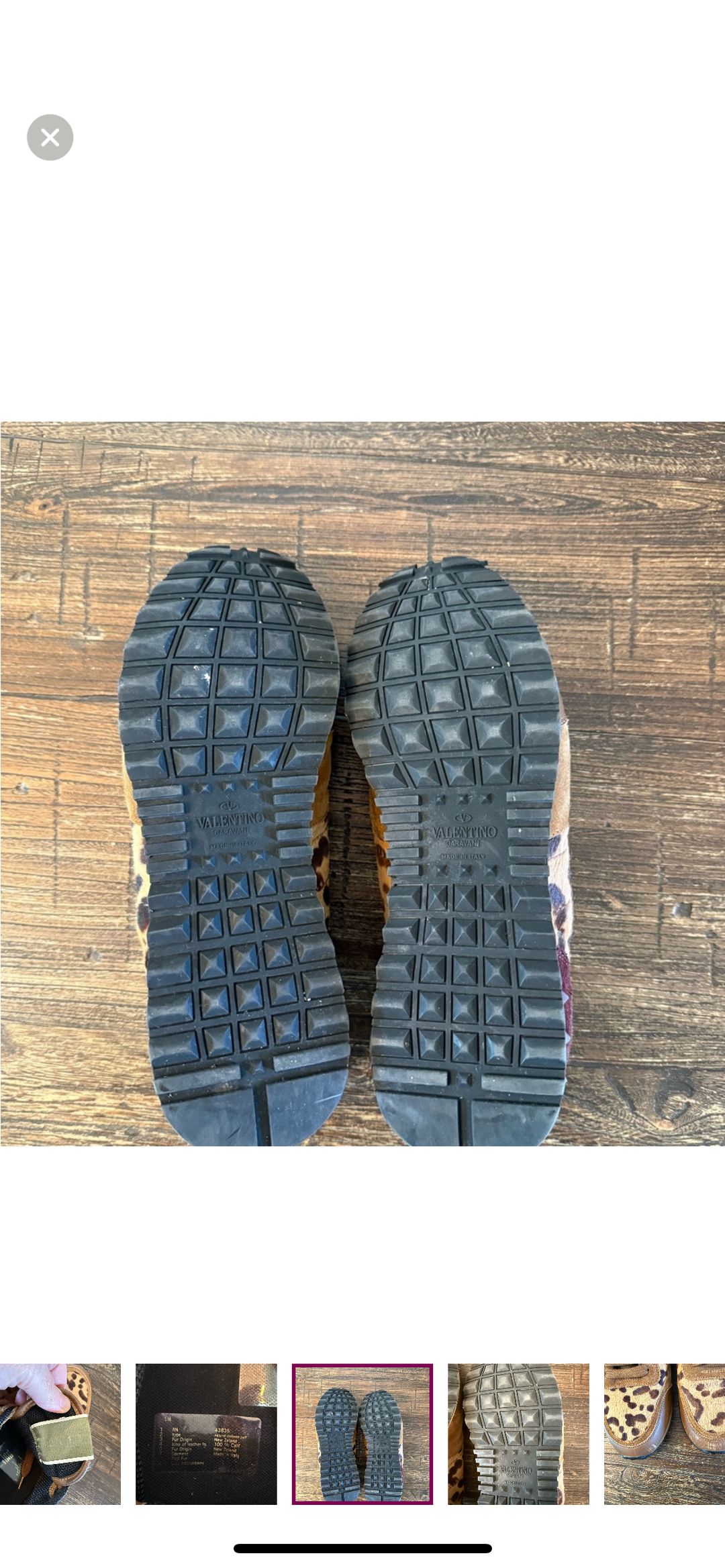 Valentino Valentino Garavani Pony Hair Leopard Print Rockstud Trainers Size 8