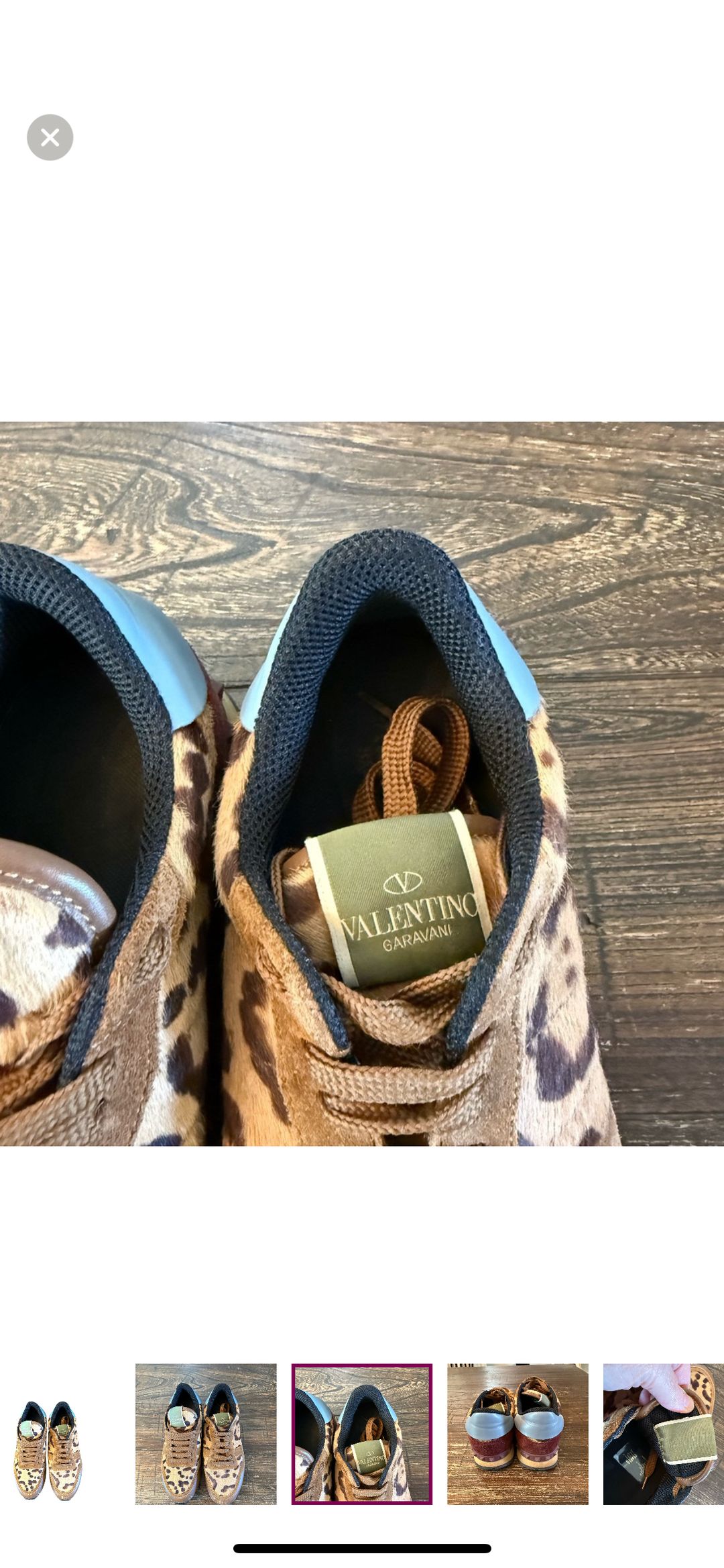 Valentino Valentino Garavani Pony Hair Leopard Print Rockstud Trainers Size 8