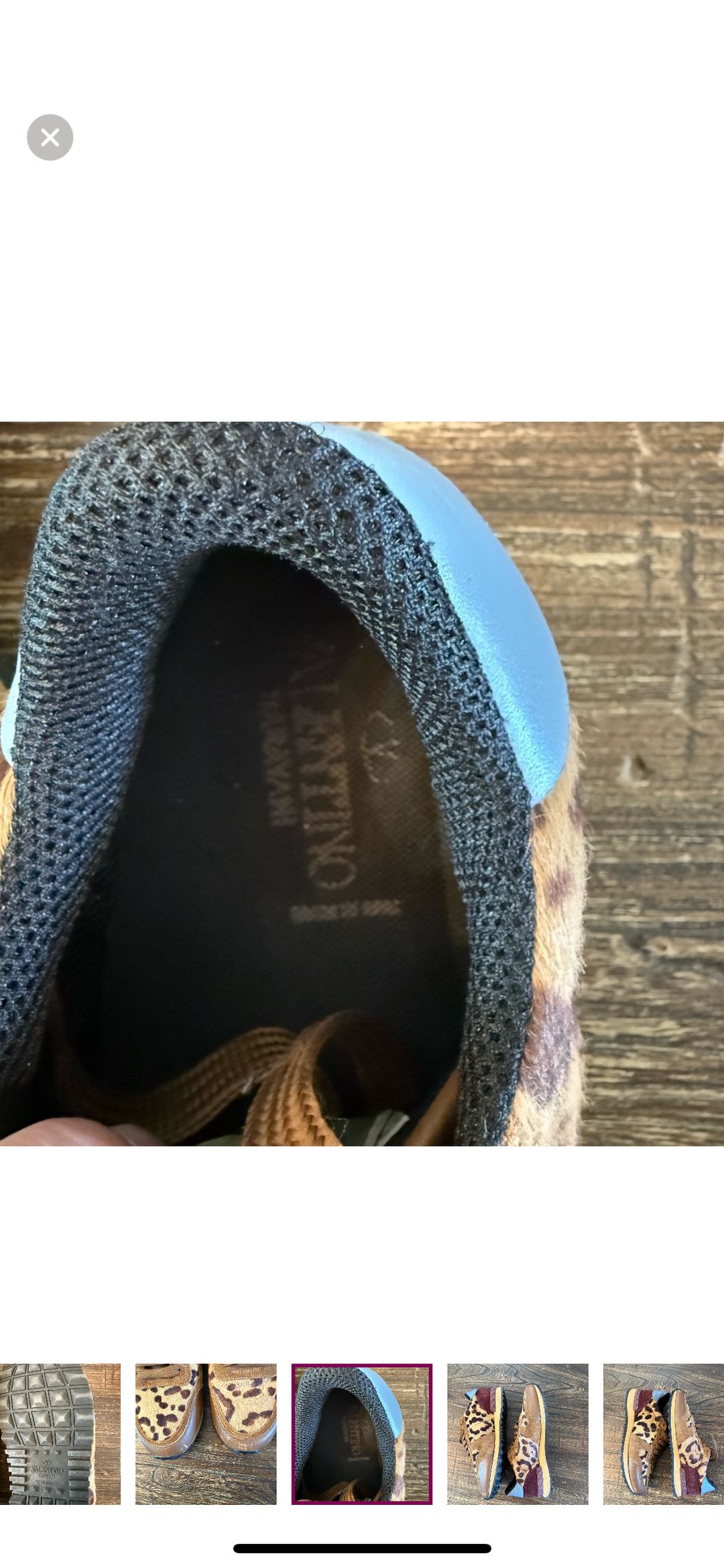 Valentino Valentino Garavani Pony Hair Leopard Print Rockstud Trainers Size 8