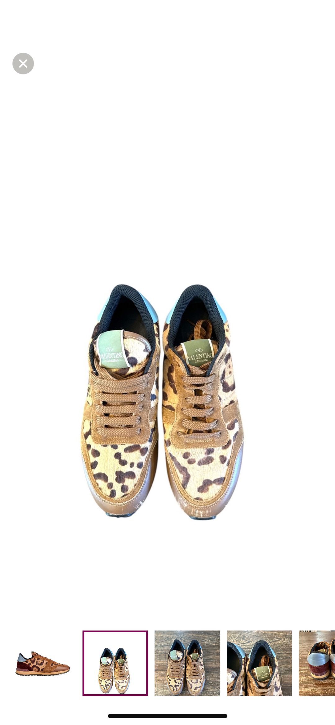 Pony Hair Leopard Print Rockstud Trainers