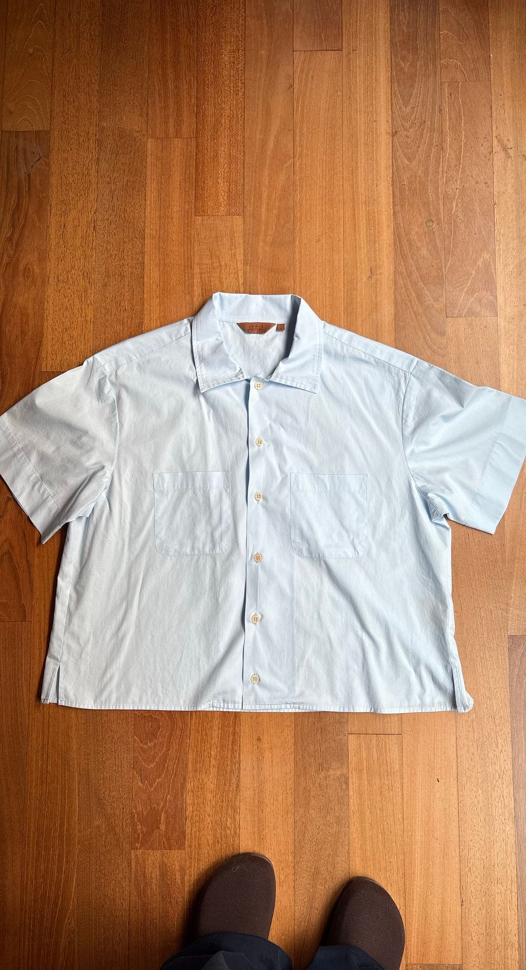 Cotton Boxy Cropped Camp Shirt