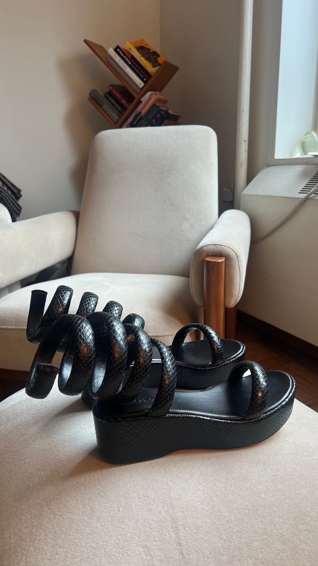 Cult Gaia Sandals snake skin texture 