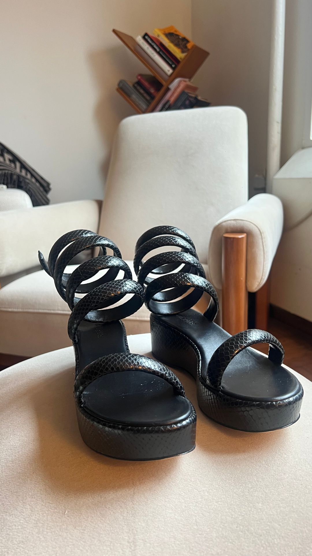 Cult Gaia Sandals snake skin texture 