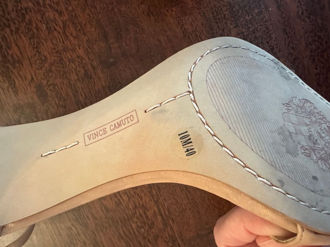 Pale pink leather heels