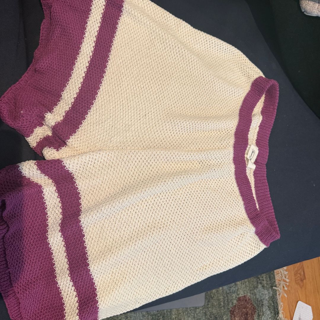 Matching knit set. Shortsleeve sweater and loose fitting shorts. Great together or as separates. 