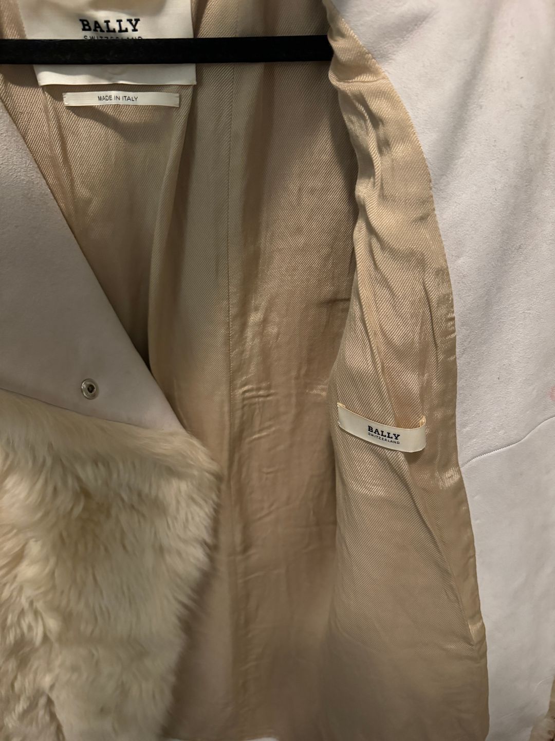 Color-block shearling coat