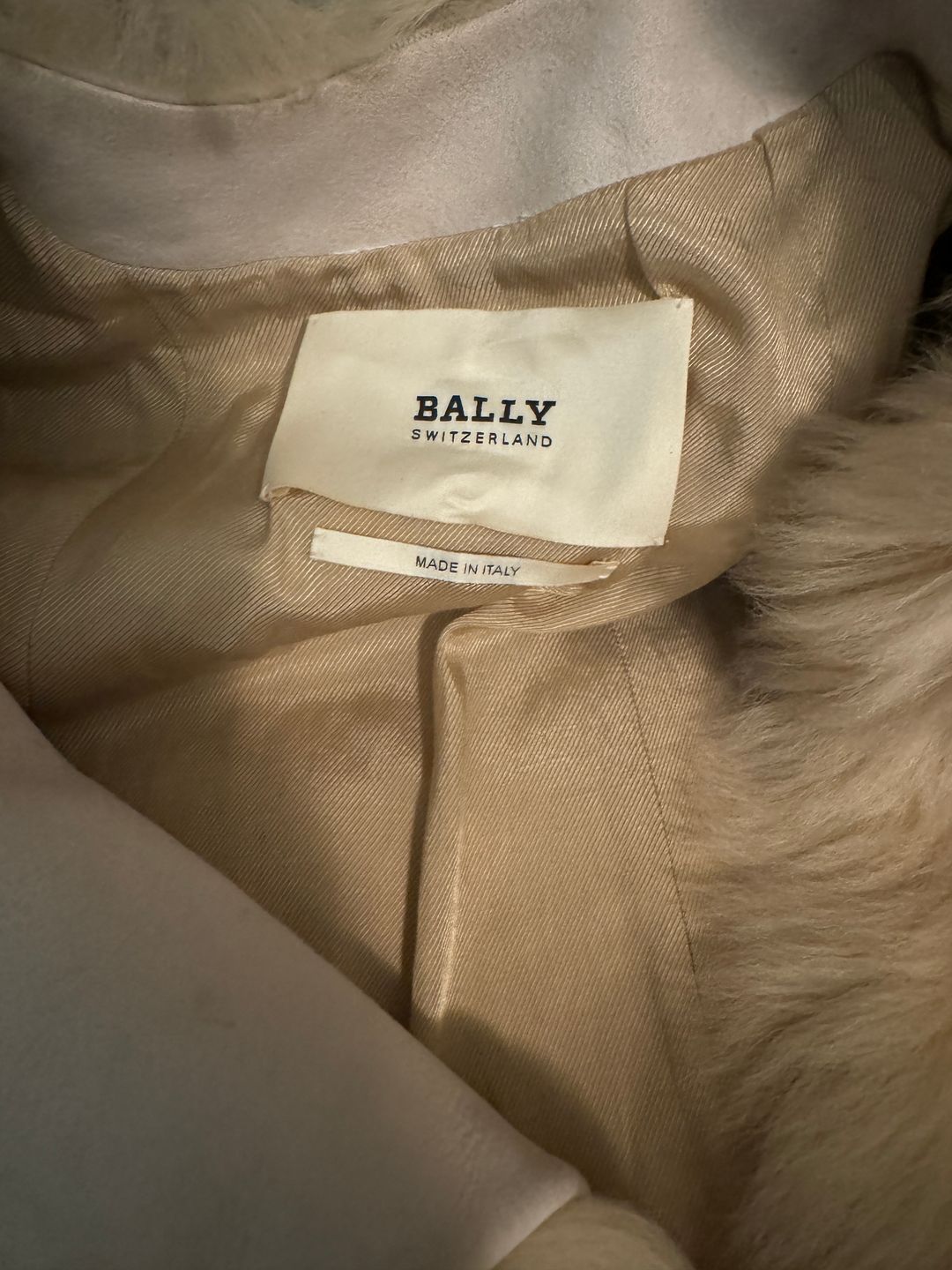 Color-block shearling coat