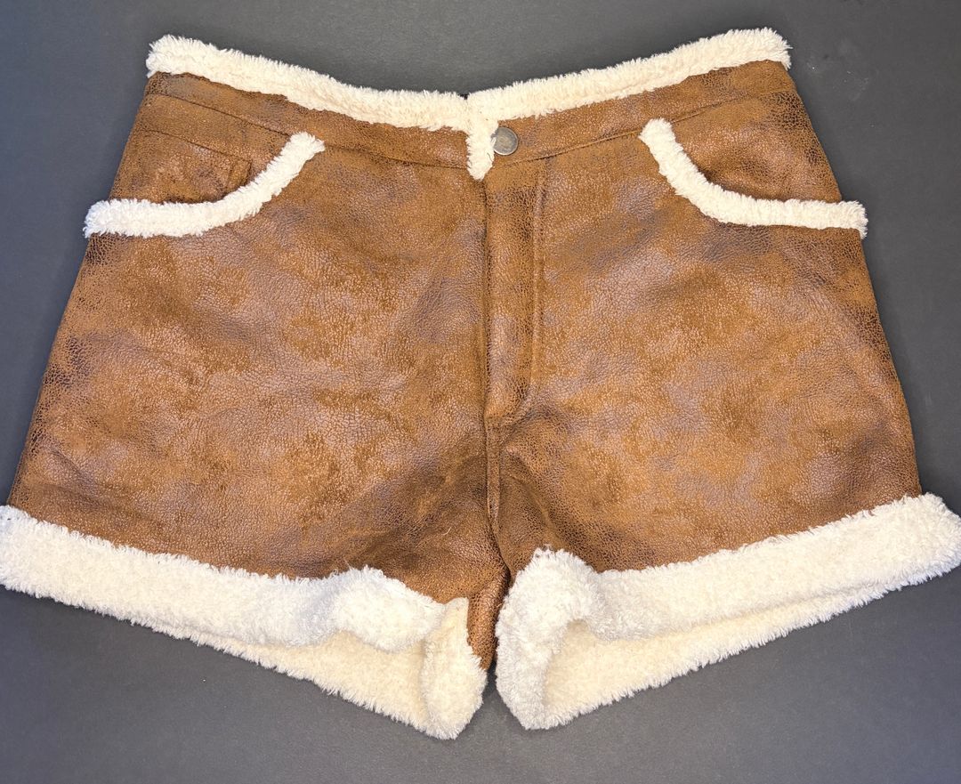 Faux Suede Sherpa Shorts