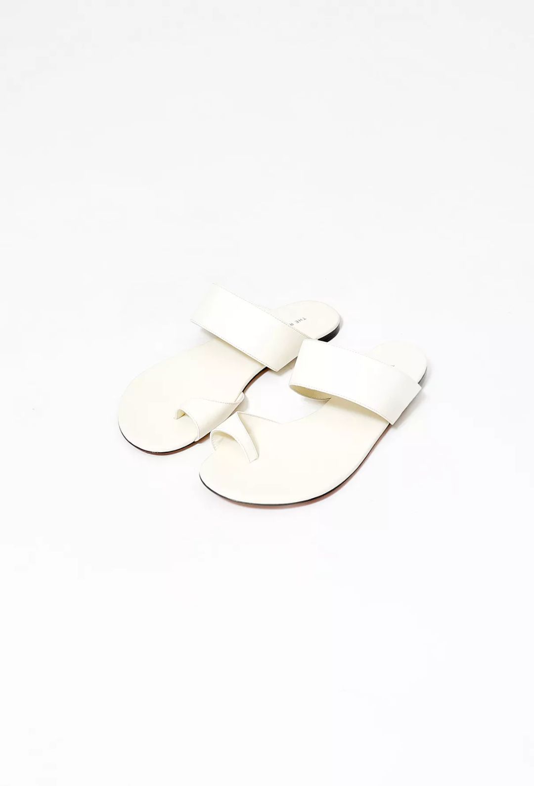 Infradito Flat Leather Toe-strap Slide Sandals In Ivory