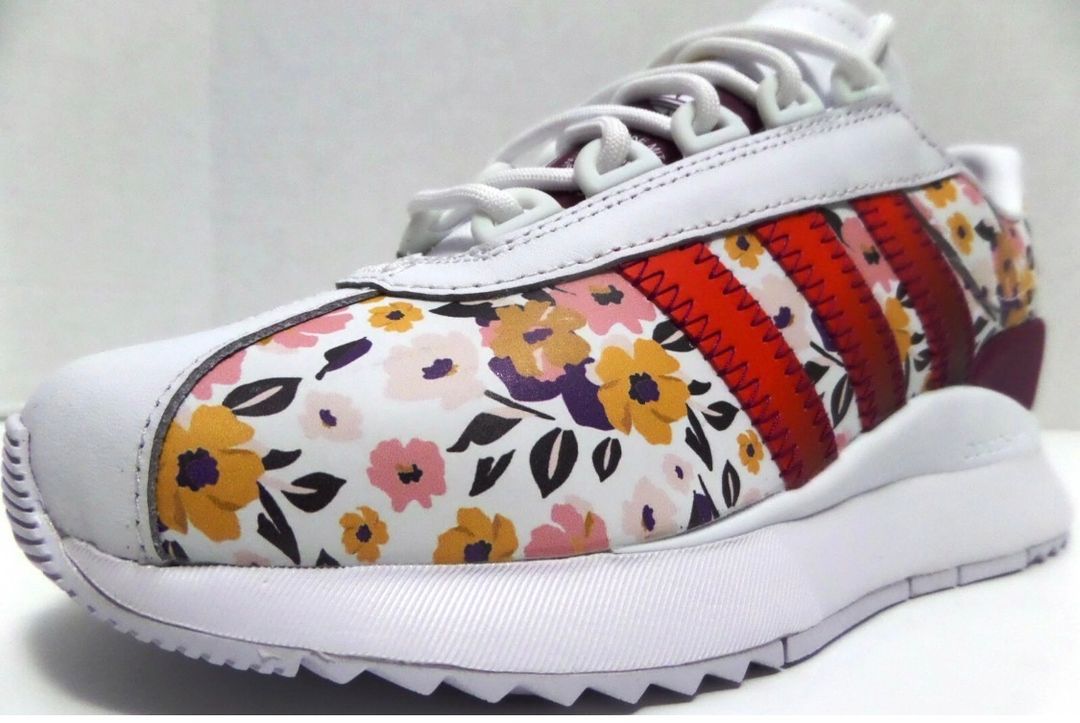 floral and striped sneakers