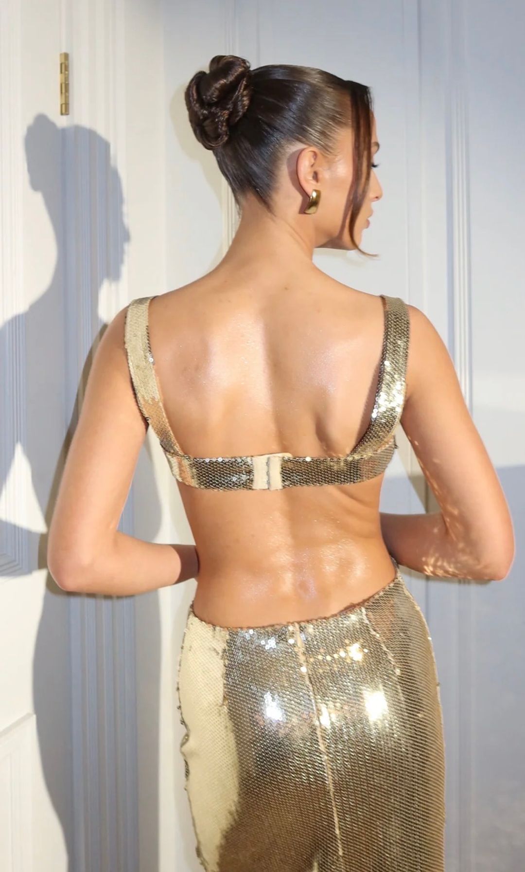 Adoria Sequin Cut Out Maxi Dress - Silver