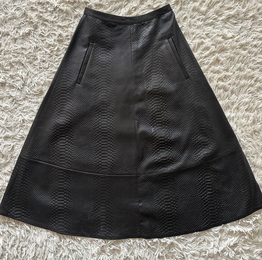 Embossed Python Circle Skirt