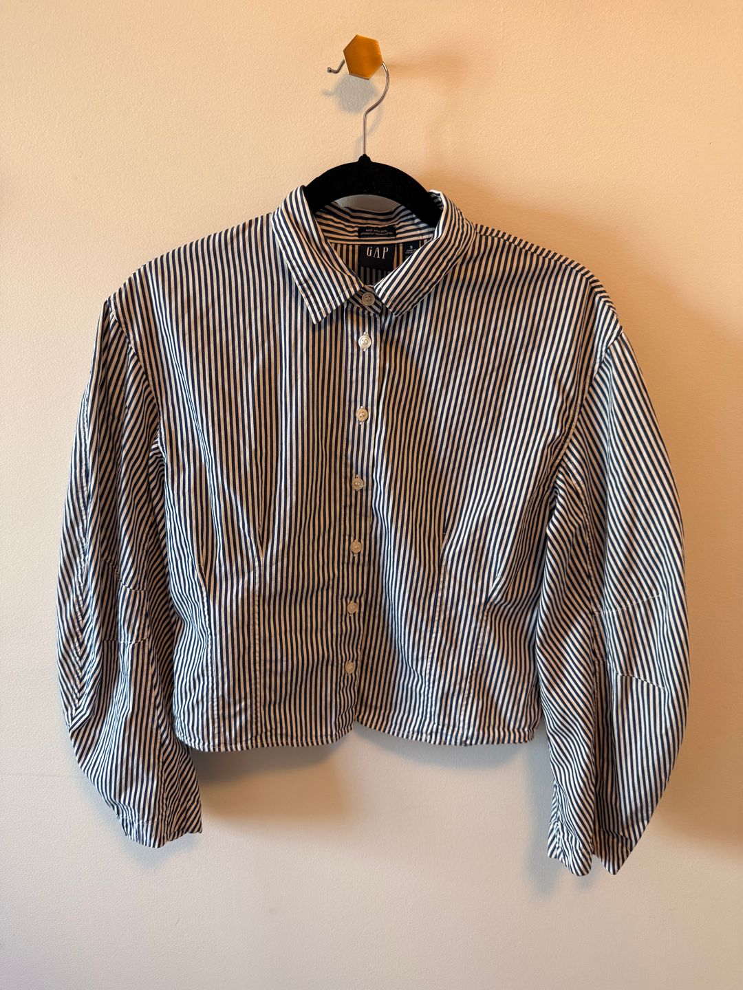 Organic Cotton Poplin Barrel-Sleeve Crop Shirt