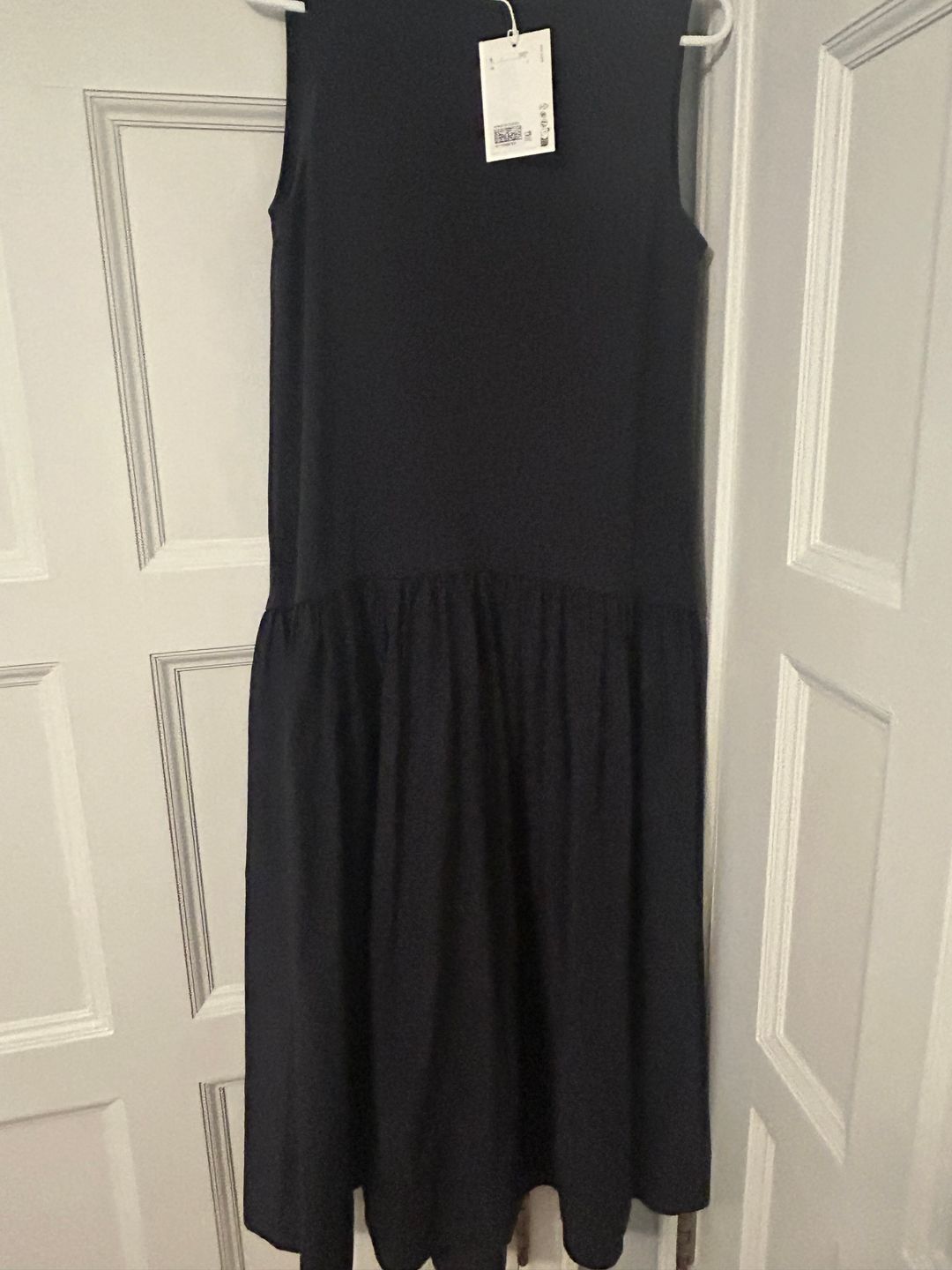 Cos voluminous sleeveless midi dress navy