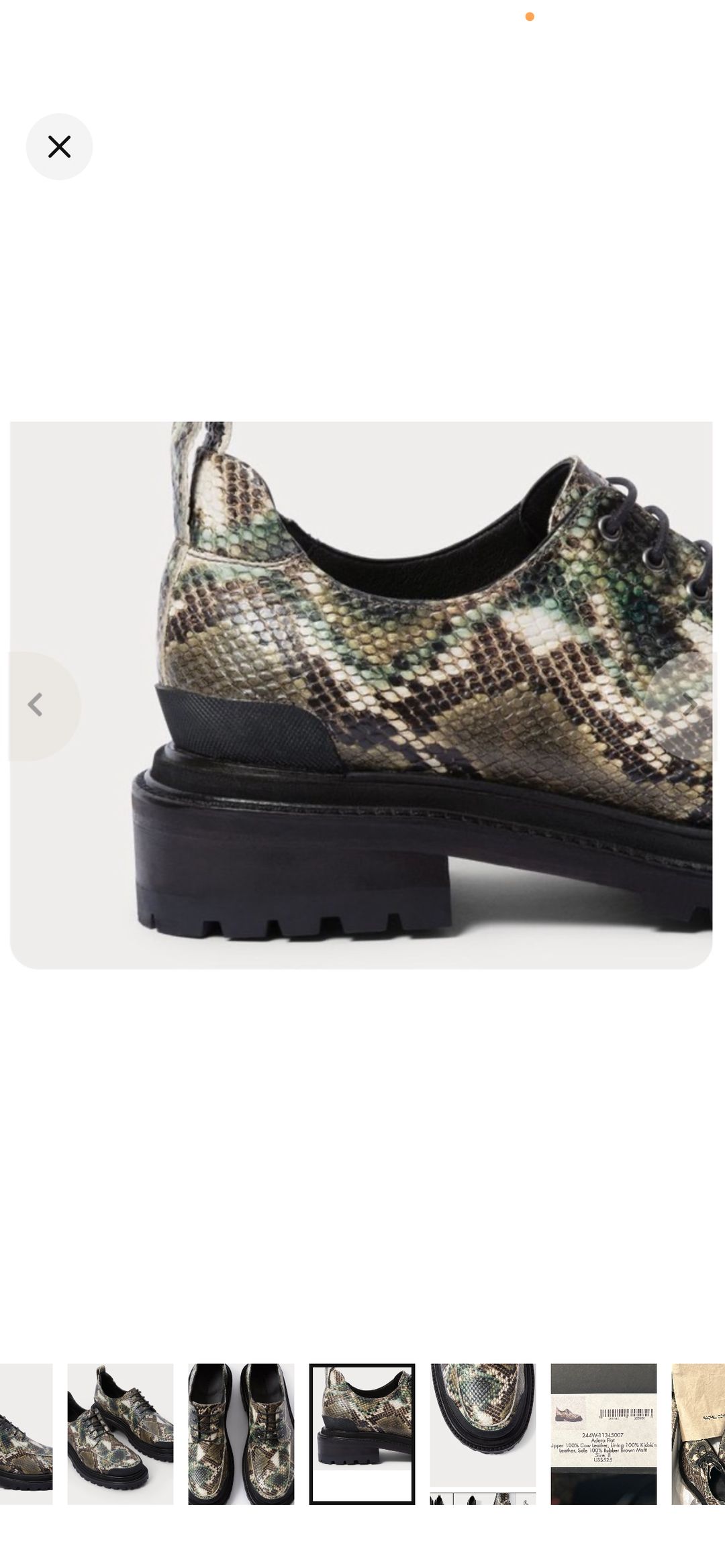 NIB Rachel Comey Snake print lace up loafers , size 8