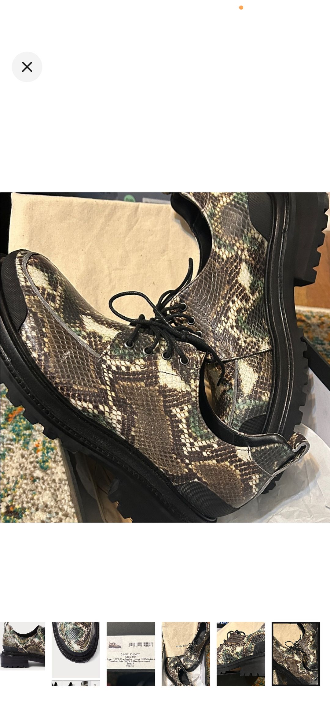 NIB Rachel Comey Snake print lace up loafers , size 8