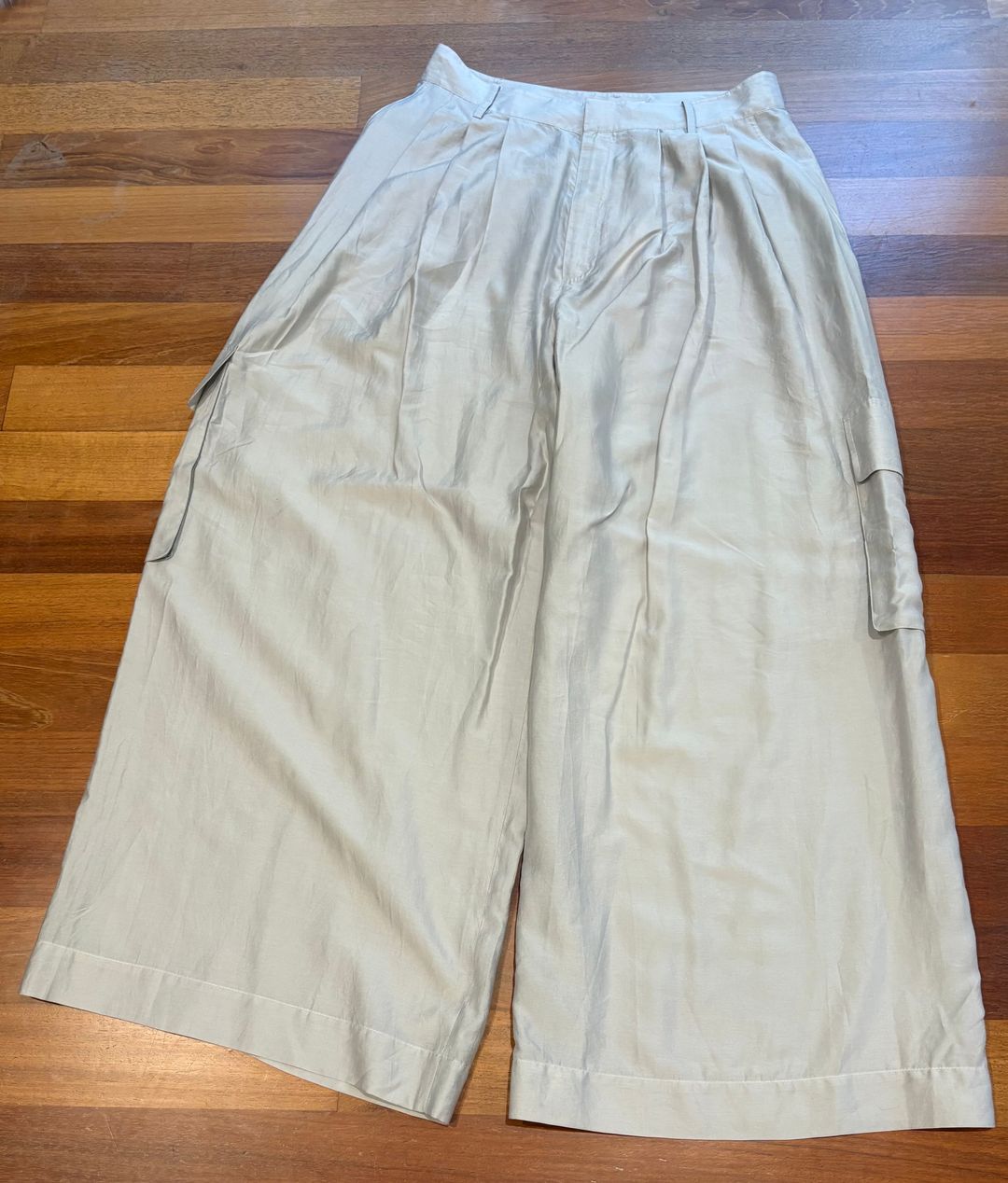 Silk Voile Cargo Triple Pleat Pant