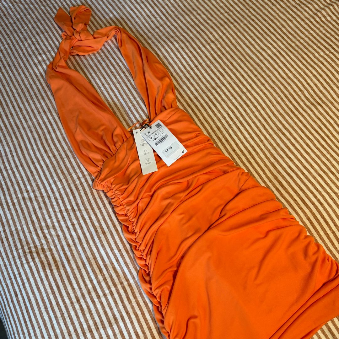 Neon Orange Halter Dress