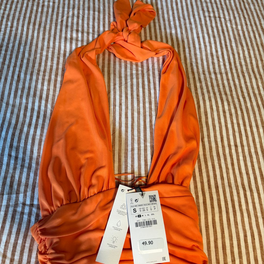 Neon Orange Halter Dress