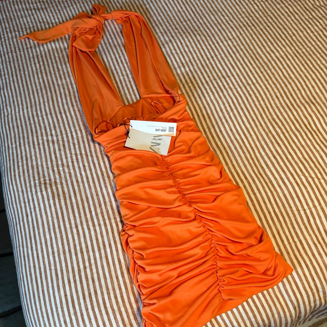 Neon Orange Halter Dress