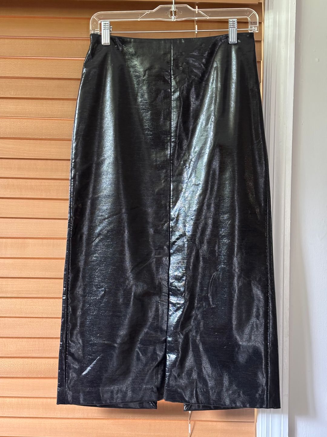 Glossed Jersey Pencil Skirt