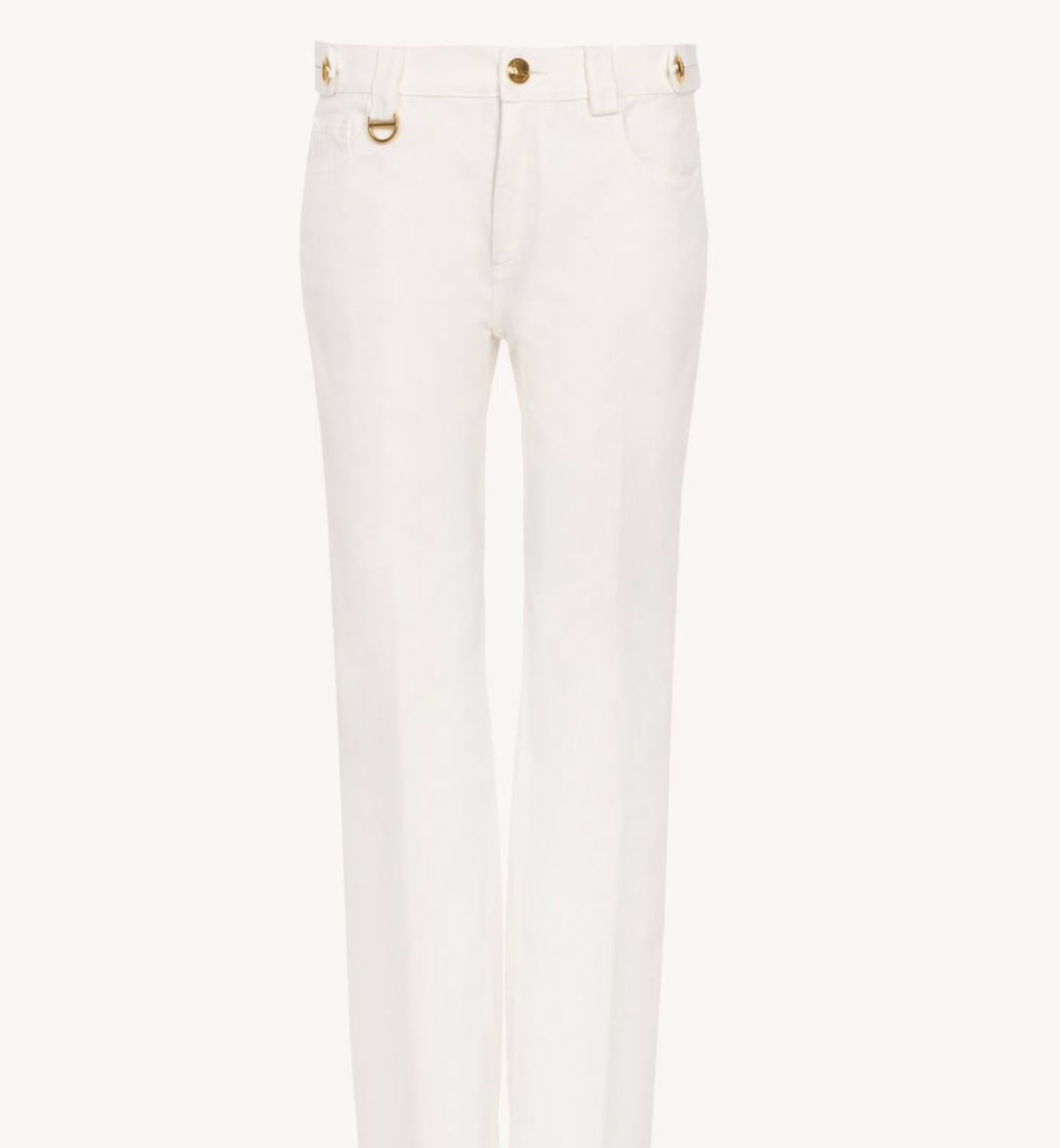 Chloé Mid Rise Straight Leg Denim Trouser in Iconic Milk size 40