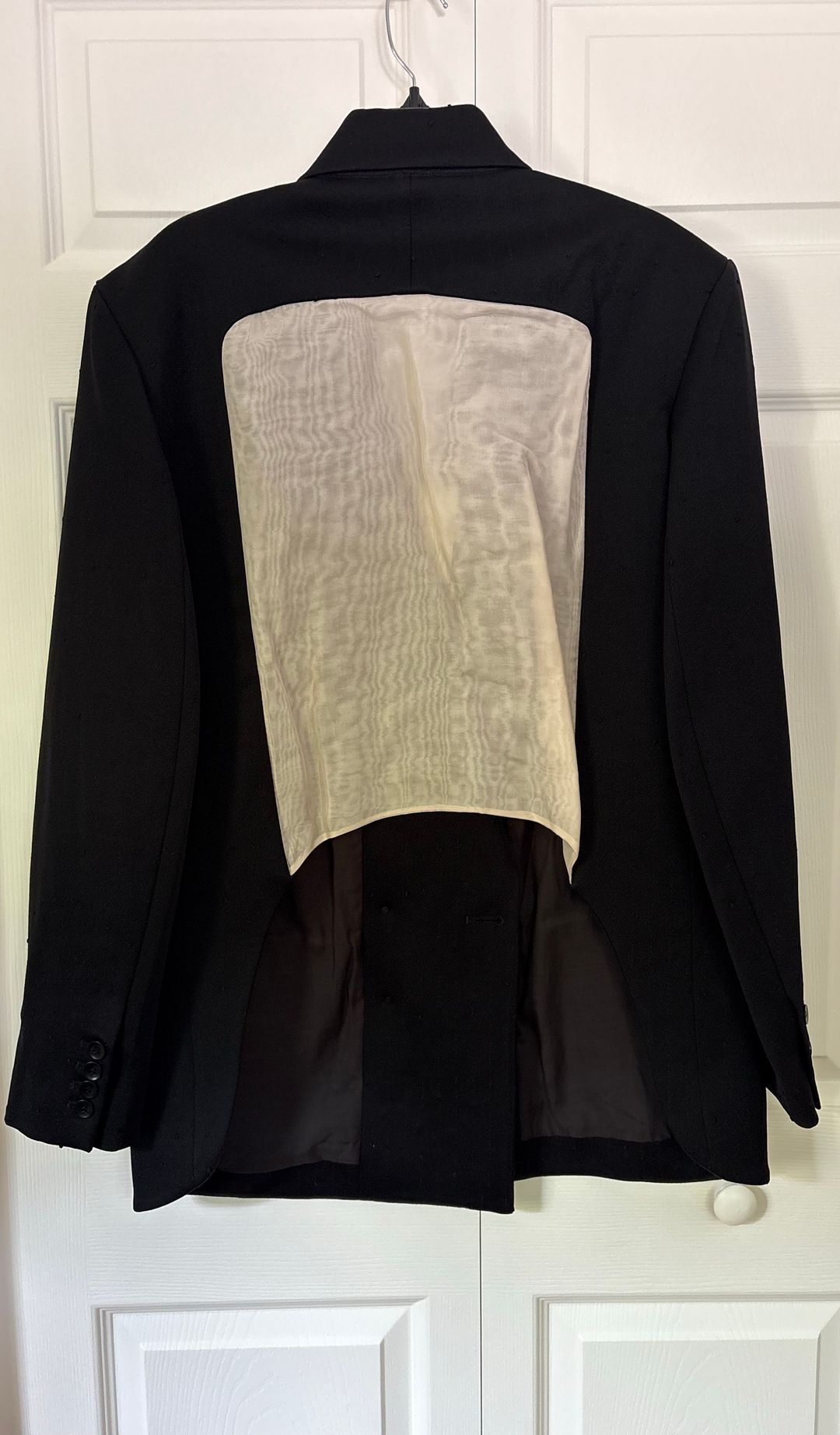 Refined Wool Slub Blazer With Cut Out Organza Back