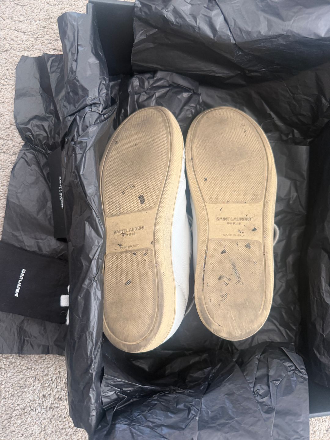 Saint Laurent SL/39 Mid Top Sneakers (also called the Court Classic SL/39 Mid) in Blanc Optique/Oro