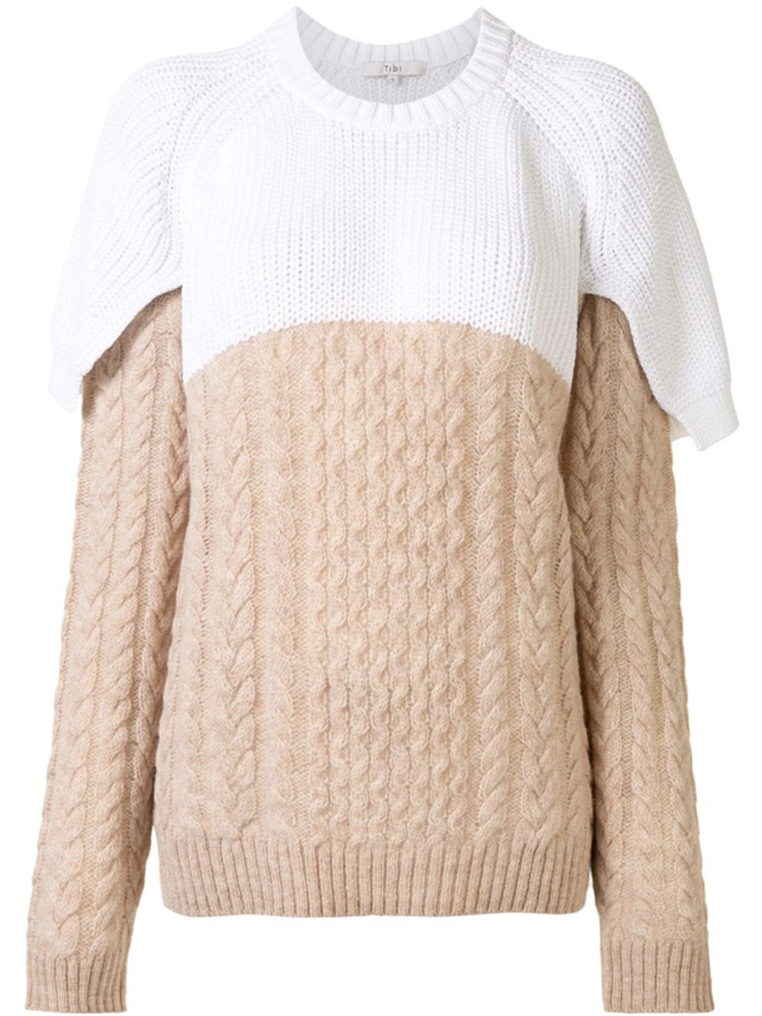 Colorblock Cable Knit Sweater