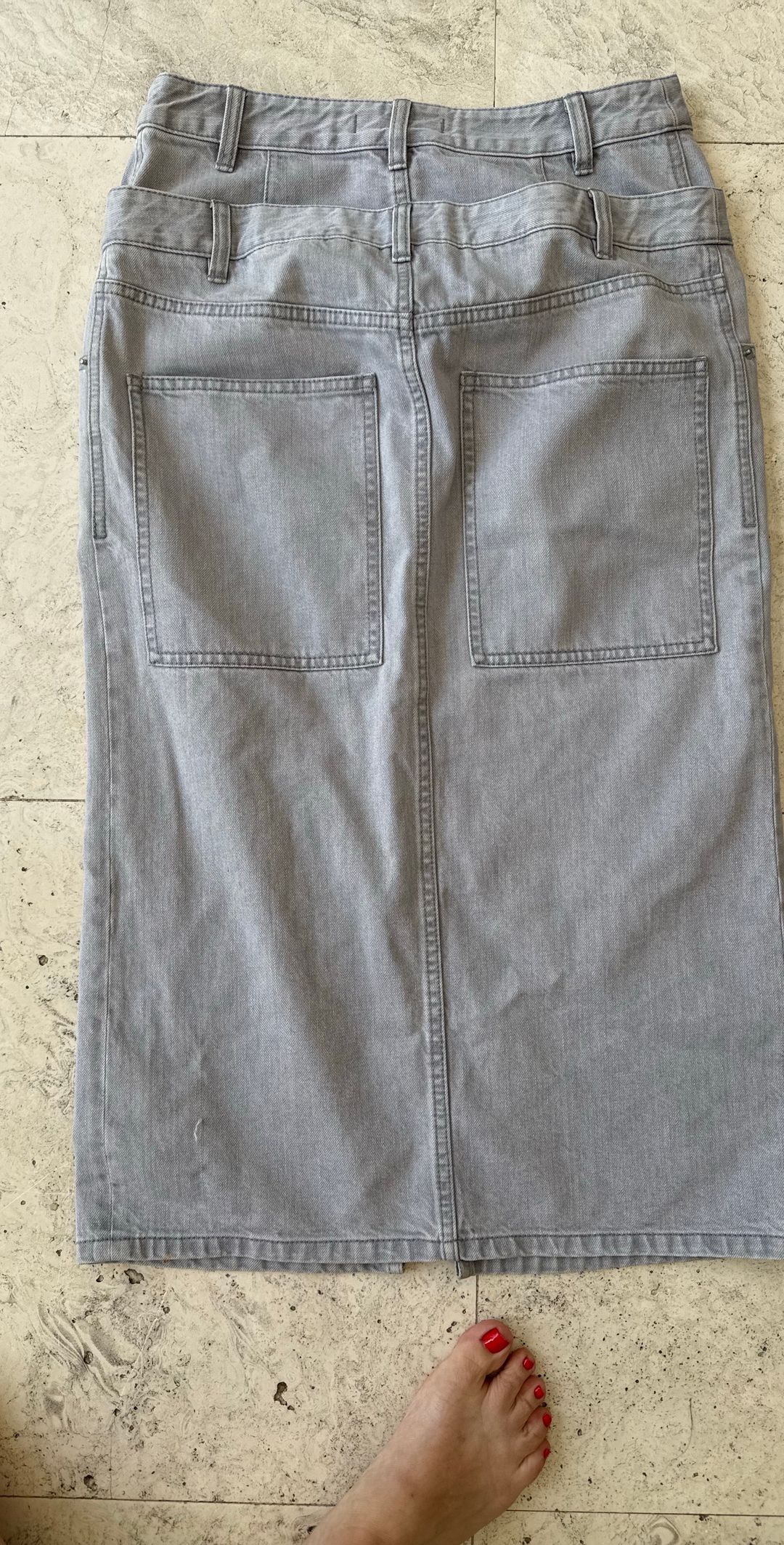Classic Wash Double Waisted Denim Skirt
