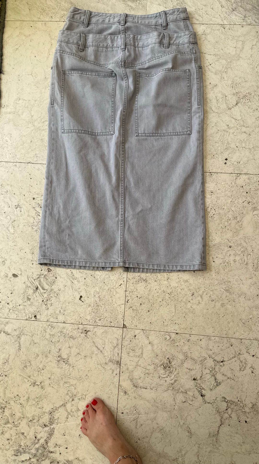 Classic Wash Double Waisted Denim Skirt